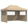 Pop-Up hopfällbart partytält med 3 sidoväggar beige vidaXL – miniatyr 2