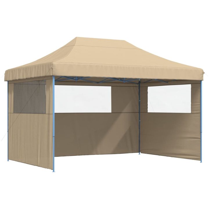 Pop-Up hopfällbart partytält med 3 sidoväggar beige vidaXL – bild 2