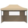 Pop-Up hopfällbart partytält med 3 sidoväggar beige vidaXL – miniatyr 3