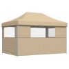Pop-Up hopfällbart partytält med 3 sidoväggar beige vidaXL – miniatyr 5