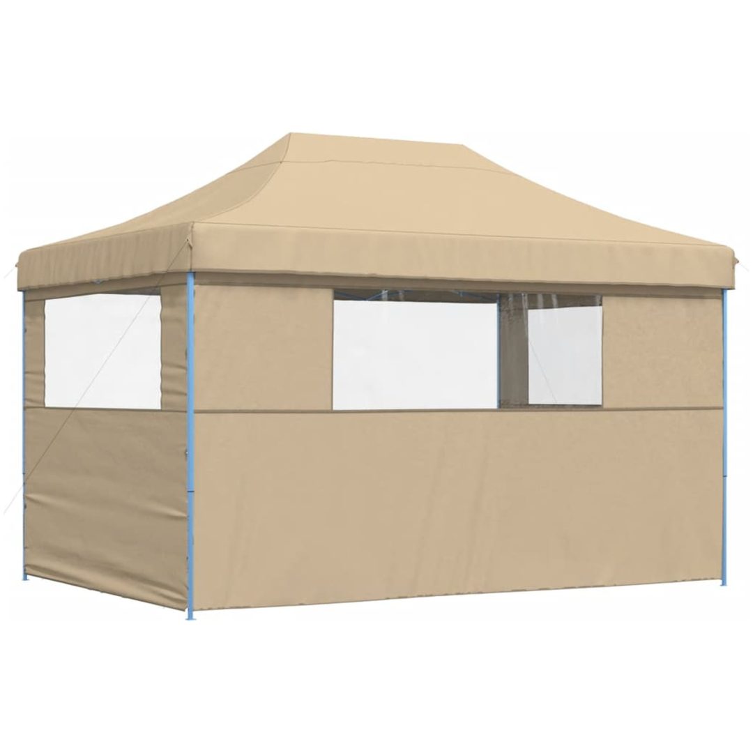 Pop-Up hopfällbart partytält med 3 sidoväggar beige vidaXL – bild 5