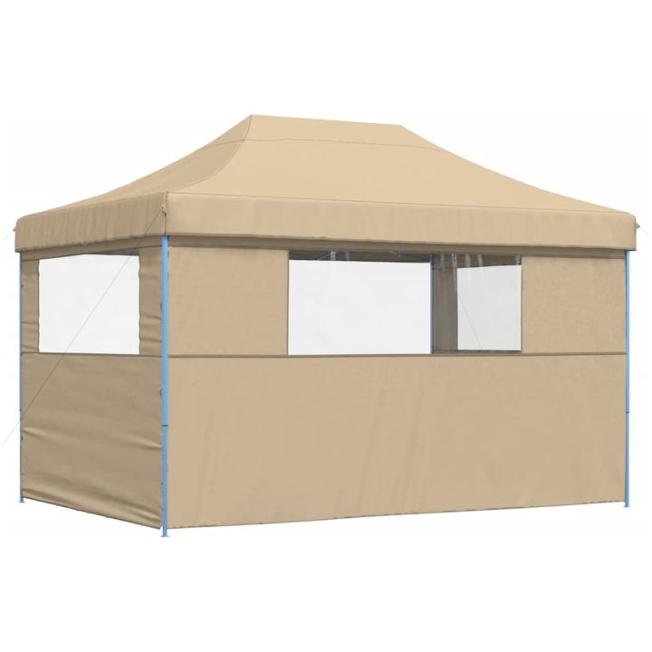 Pop-Up hopfällbart partytält med 3 sidoväggar beige vidaXL – bild 5