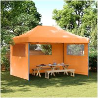 Pop-Up hopfällbart partytält med 3 sidoväggar ORANGE vidaXL