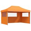 Pop-Up hopfällbart partytält med 3 sidoväggar ORANGE vidaXL – miniatyr 2