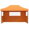Pop-Up hopfällbart partytält med 3 sidoväggar ORANGE vidaXL – miniatyr 3