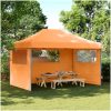 Pop-Up hopfällbart partytält med 3 sidoväggar ORANGE vidaXL – miniatyr 1
