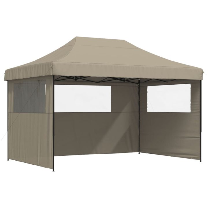 Pop-Up hopfällbart partytält med 3 sidoväggar taupe vidaXL – bild 2