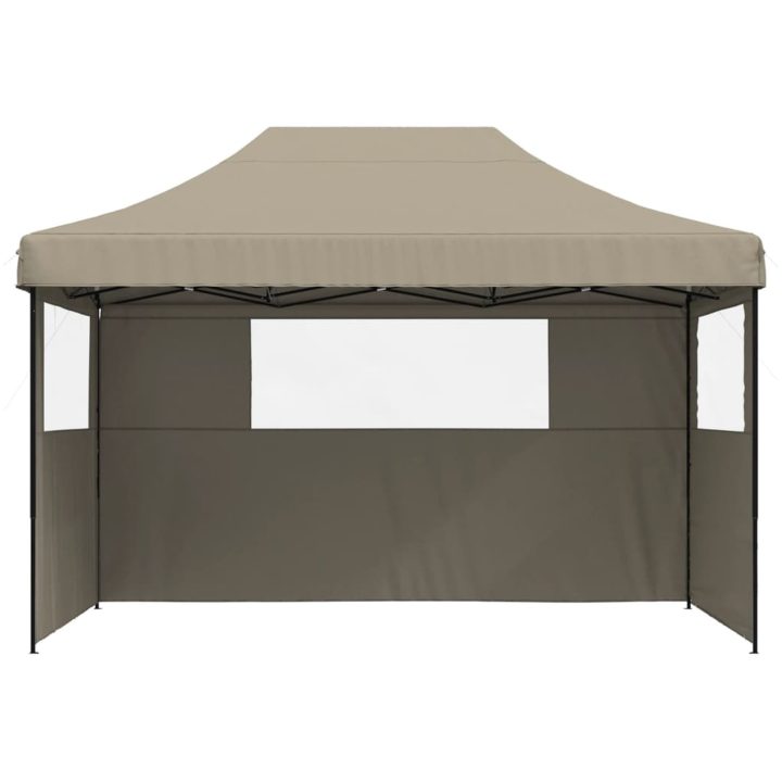 Pop-Up hopfällbart partytält med 3 sidoväggar taupe vidaXL – bild 3