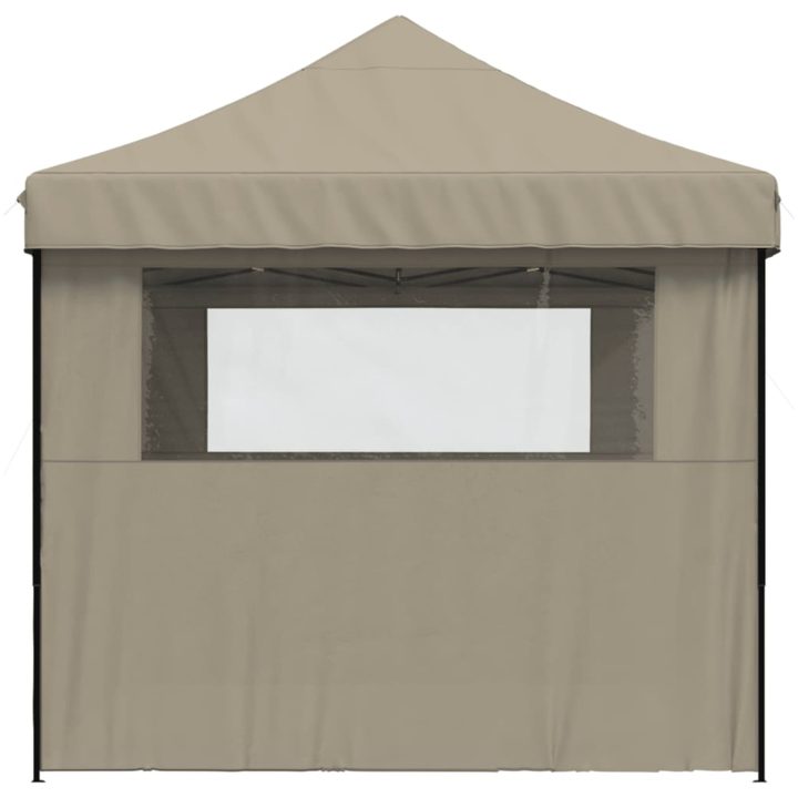 Pop-Up hopfällbart partytält med 3 sidoväggar taupe vidaXL – bild 4