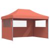 Pop-Up hopfällbart partytält med 3 sidoväggar terrakotta vidaXL – miniatyr 2