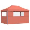 Pop-Up hopfällbart partytält med 3 sidoväggar terrakotta vidaXL – miniatyr 5
