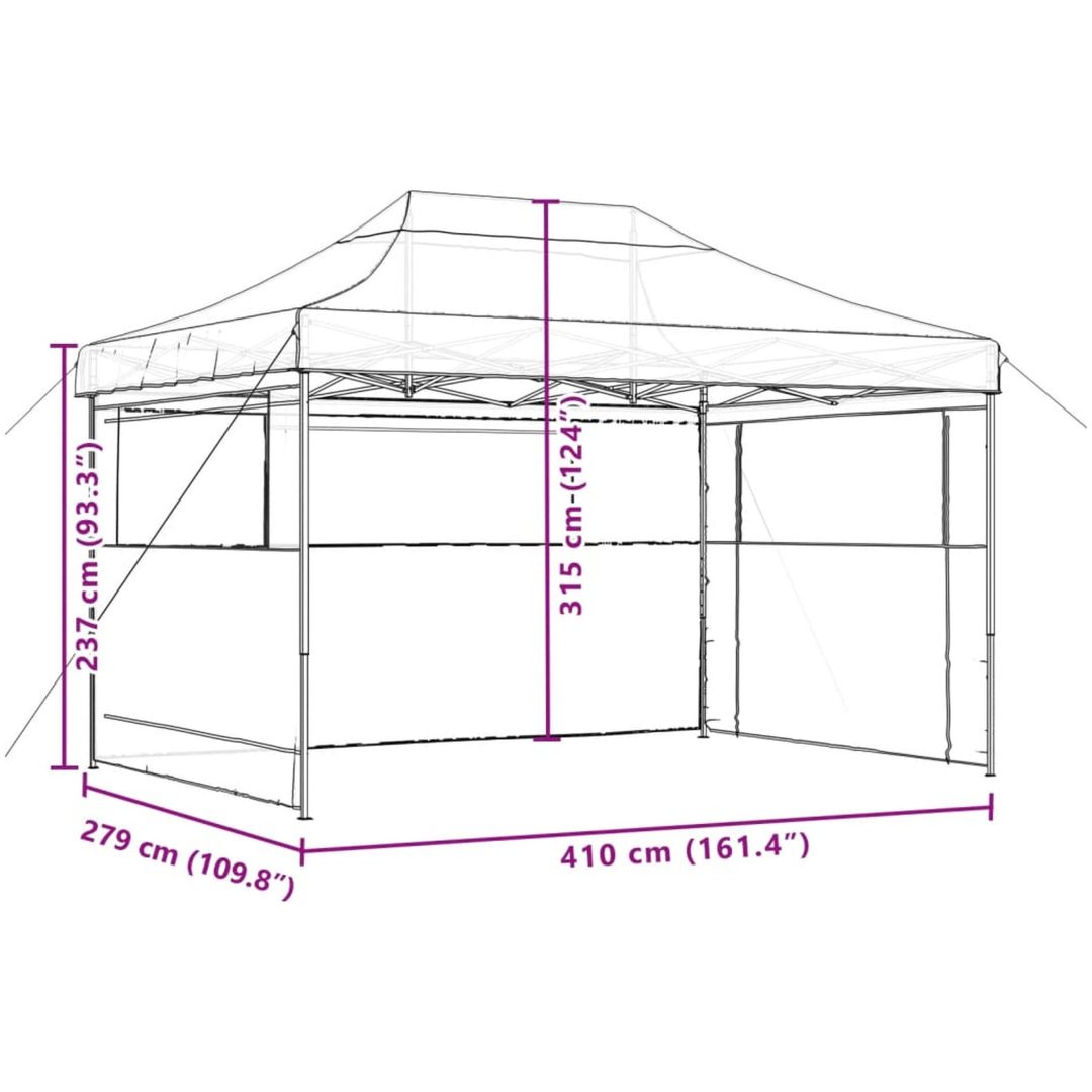 Pop-Up hopfällbart partytält med 3 sidoväggar terrakotta vidaXL – bild 9