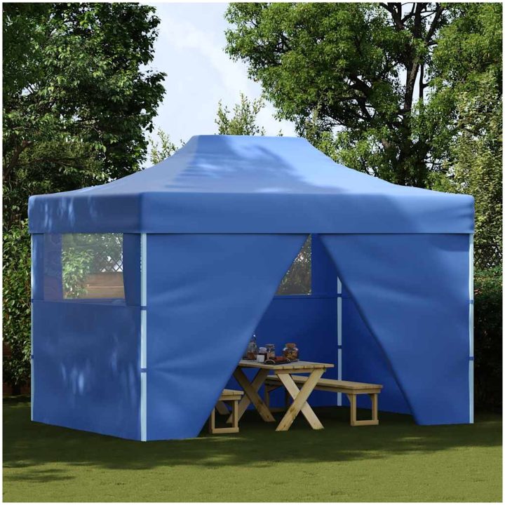 Pop-Up hopfällbart partytält med 4 sidoväggar 3x4,5 m blå vidaXL – bild 2