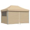 Pop-Up hopfällbart partytält med 4 sidoväggar beige vidaXL – miniatyr 2