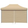 Pop-Up hopfällbart partytält med 4 sidoväggar beige vidaXL – miniatyr 3