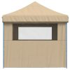 Pop-Up hopfällbart partytält med 4 sidoväggar beige vidaXL – miniatyr 4