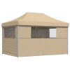 Pop-Up hopfällbart partytält med 4 sidoväggar beige vidaXL – miniatyr 5