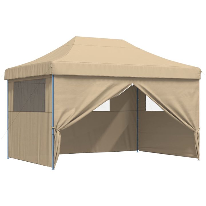 Pop-Up hopfällbart partytält med 4 sidoväggar beige vidaXL – bild 7