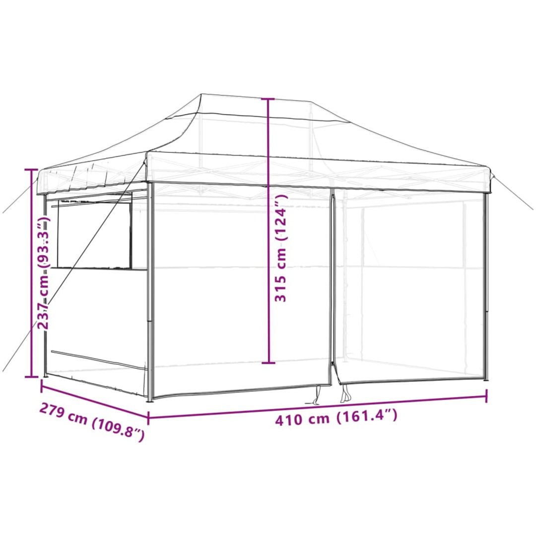 Pop-Up hopfällbart partytält med 4 sidoväggar beige vidaXL – bild 10