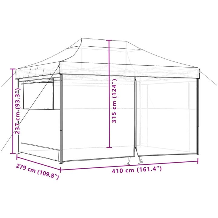 Pop-Up hopfällbart partytält med 4 sidoväggar beige vidaXL – bild 10