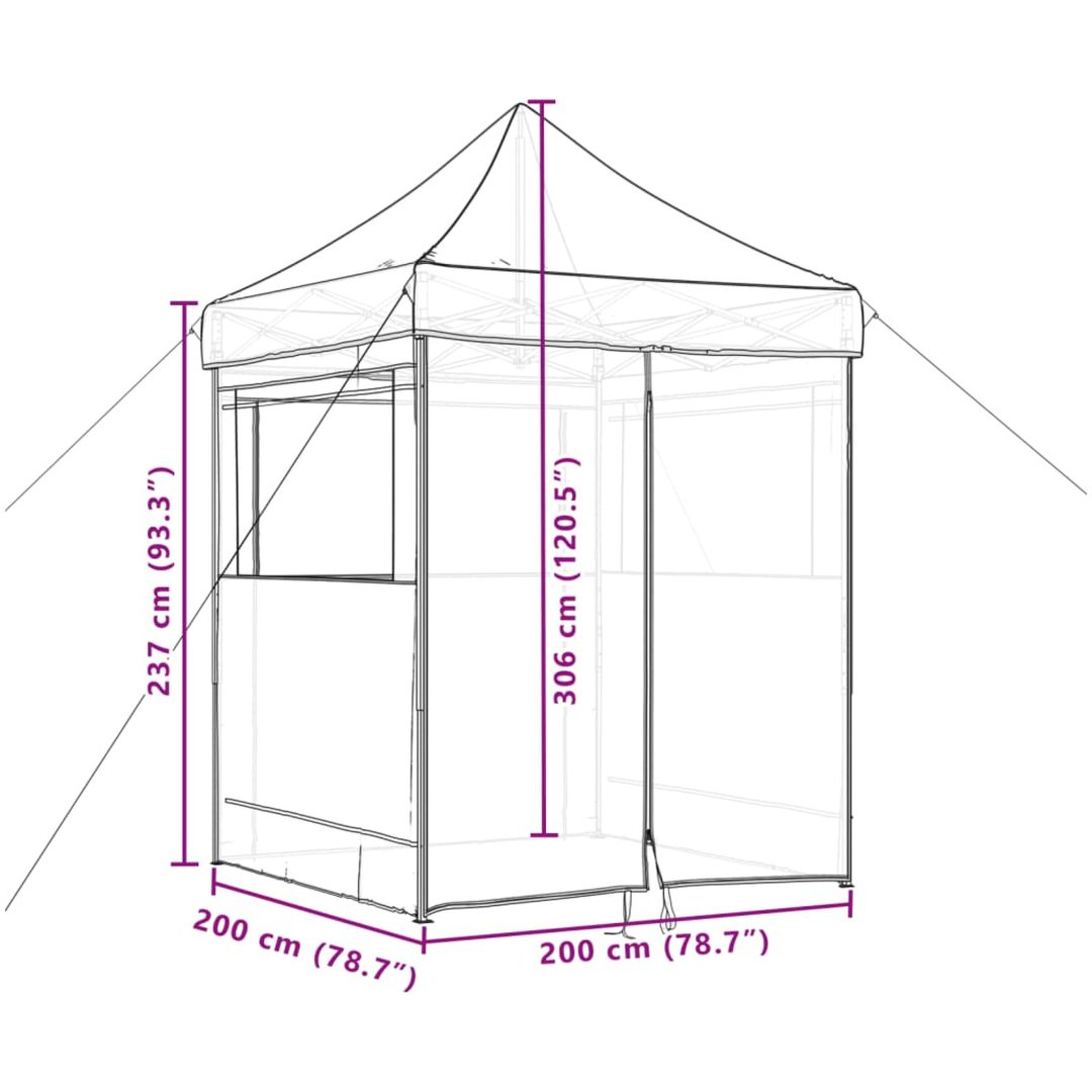 Pop-Up hopfällbart partytält med 4 sidoväggar brun vidaXL – bild 10