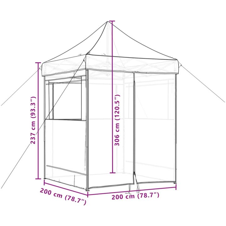 Pop-Up hopfällbart partytält med 4 sidoväggar brun vidaXL – bild 10