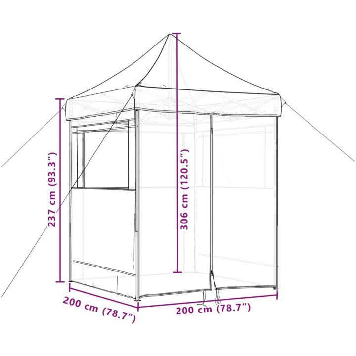 Pop-Up hopfällbart partytält med 4 sidoväggar ORANGE vidaXL – bild 10