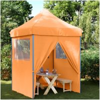 Pop-Up hopfällbart partytält med 4 sidoväggar ORANGE vidaXL