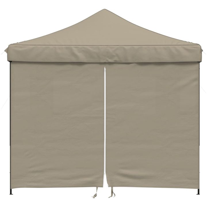 Pop-Up hopfällbart partytält med 4 sidoväggar taupe vidaXL – bild 3