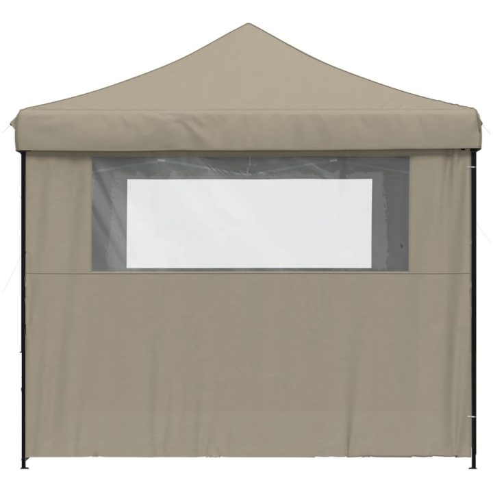 Pop-Up hopfällbart partytält med 4 sidoväggar taupe vidaXL – bild 4