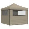 Pop-Up hopfällbart partytält med 4 sidoväggar taupe vidaXL – miniatyr 5