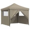 Pop-Up hopfällbart partytält med 4 sidoväggar taupe vidaXL – miniatyr 6