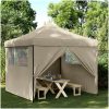 Pop-Up hopfällbart partytält med 4 sidoväggar taupe vidaXL – miniatyr 1