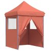 Pop-Up hopfällbart partytält med 4 sidoväggar terrakotta vidaXL – miniatyr 6