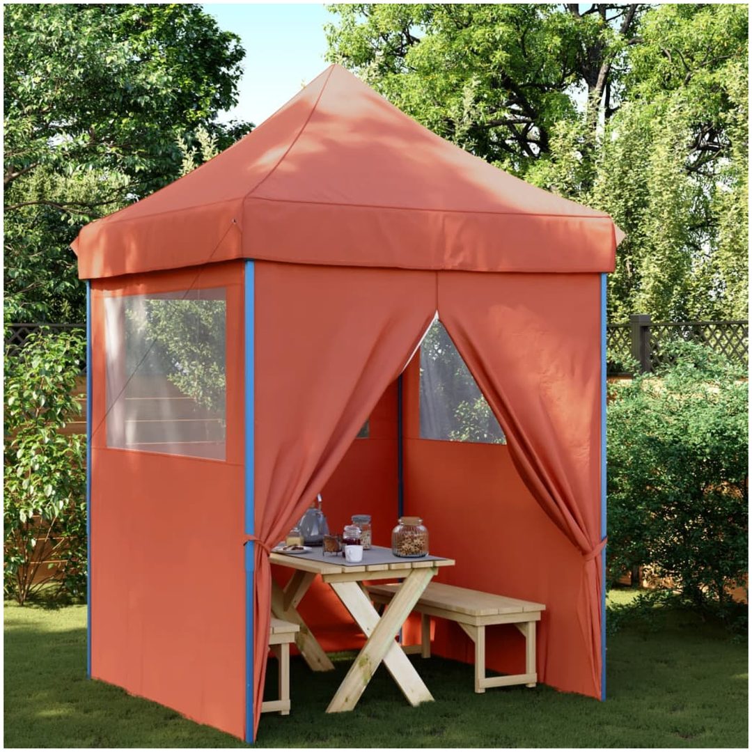 Pop-Up hopfällbart partytält med 4 sidoväggar terrakotta vidaXL