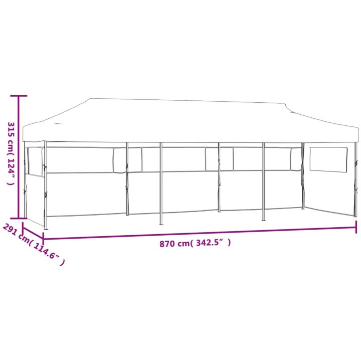 Pop-Up hopfällbart partytält med 5 sidoväggar blå 3x9 m vidaXL – bild 11