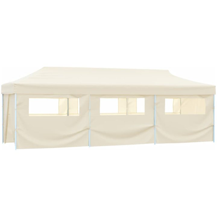 Pop-Up hopfällbart partytält med 8 sidoväggar gräddvit 3x9 m vidaXL – bild 2
