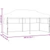 Pop-Up hopfällbart partytält med sidoväggar 3x6 m stål vit vidaXL – miniatyr 8