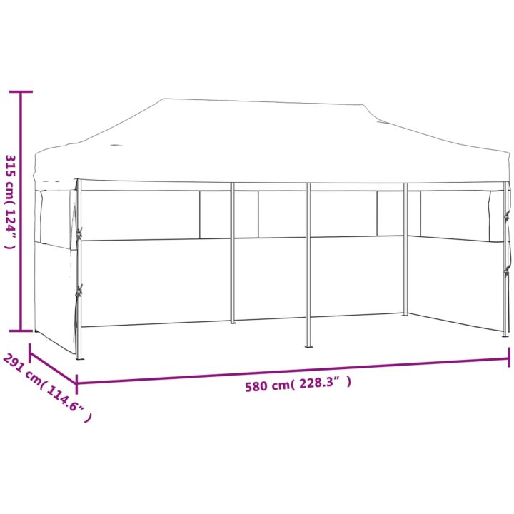 Pop-Up hopfällbart partytält med sidoväggar 3x6 m stål vit vidaXL – bild 8