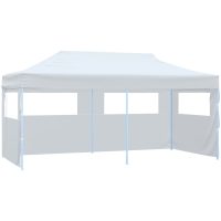 Pop-Up hopfällbart partytält med sidoväggar 3x6 m stål vit vidaXL