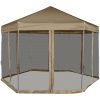 Pop-Up tält sexkantigt med sidoväggar 3,6x3,1 m taupe 220g/m² vidaXL – miniatyr 2