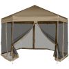 Pop-Up tält sexkantigt med sidoväggar 3,6x3,1 m taupe 220g/m² vidaXL – miniatyr 1