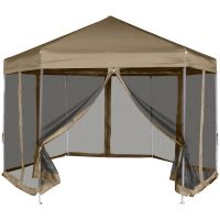 Pop-Up tält sexkantigt med sidoväggar 3,6x3,1 m taupe 220g/m² vidaXL