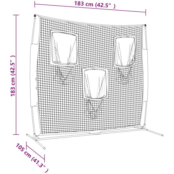 Portabelt baseballnät svart och röd 183x105x183 cm polyester vidaXL – bild 8