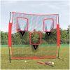 Portabelt baseballnät svart och röd 183x105x183 cm polyester vidaXL – miniatyr 1