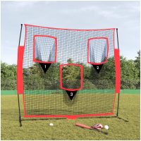 Portabelt baseballnät svart och röd 183x105x183 cm polyester vidaXL