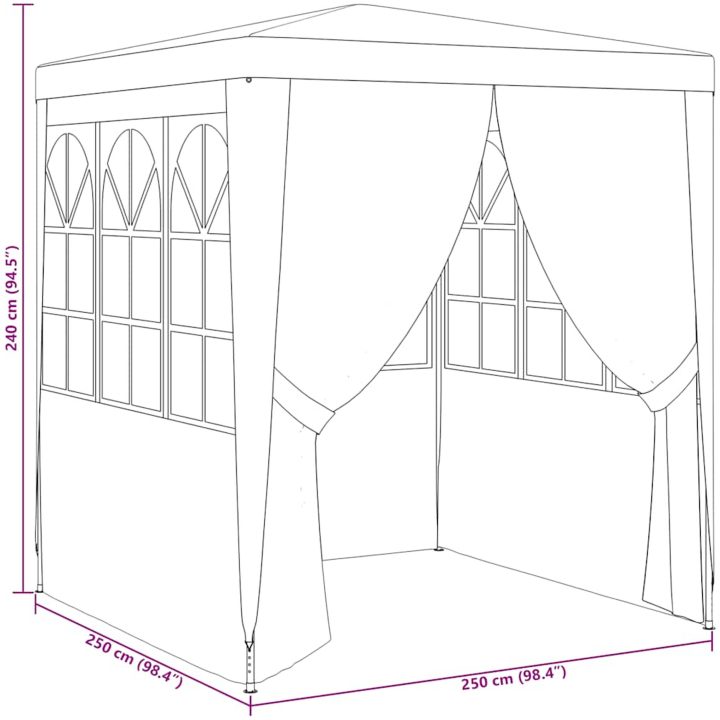 Professionellt partytält med väggar vit 90 g/m² vidaXL 2.5 x 2.5 m – bild 10