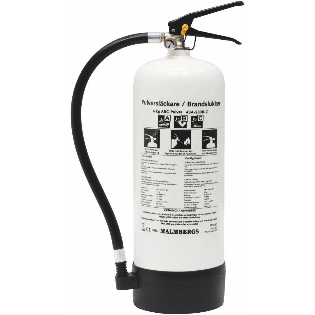 Pulverbrandsläckare, ABC, 6 kg, Vit MALMBERGS