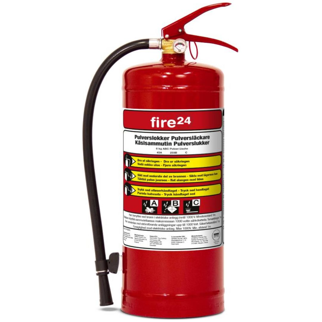 Pulversläckare Fire24 BRANDSLÄCKARE PULVER RÖD 6KG