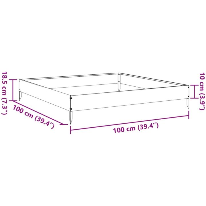 Rabattkant upphöjd antracit stål vidaXL 100 x 100 x 18.5 cm – bild 10